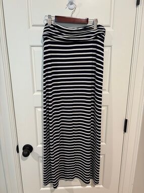 J. Crew Navy and White Horizontal Stripe Maxi Skirt